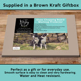 Pet lambs and sheepdogs Glass chopping board - Cheeky Pet Lambs - Kitchy & Co Chopping Board