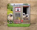 Valais blacknose sheep and shepherds hut drinks Coaster - We welcome Ewe - Kitchy & Co glass coaster